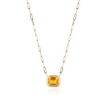 Manhattan Emerald-Cut Citrine Paperclip Necklace