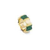 Wide Bamboo Pavé Emerald Stacking Band