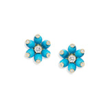 Turquoise & Diamond Cactus Flower Studs