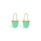Found Cap Chrysoprase & Tsavorite Huggie Earrings