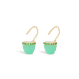 Found Cap Chrysoprase & Tsavorite Huggie Earrings