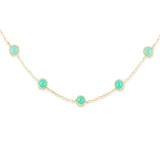 Found Cabochon Chrysoprase & Tsavorite Station Necklace