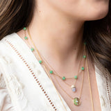 Found Cabochon Chrysoprase & Tsavorite Station Necklace