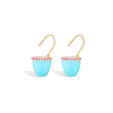 Found Cap Turquoise & Pink Sapphire Huggie Earrings