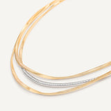 Marrakech Collection Three Strand Coil Necklace With Diamond Bar