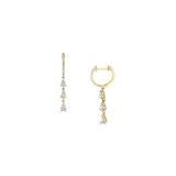 Triple Pear Diamond Drop Huggie Hoop Earrings