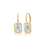 Emerald-Cut White Topaz Dangle Drop Earrings