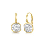 Asscher White Topaz Dangle Drop Earrings