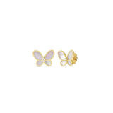 Jasmine Diamond & Mother of Pearl Butterfly Stud Earrings