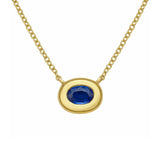 Bezel Set Midnight Blue Sapphire Necklace