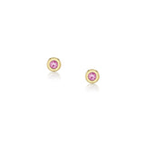 Pink Sapphire Bezel Set Stud Earrings