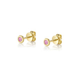 Pink Sapphire Bezel Set Stud Earrings