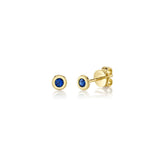 Blue Sapphire Bezel Set Stud Earrings
