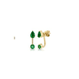 Emerald Pear & Round Illusion Stud Earrings