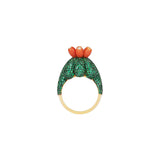 Emerald & Coral Cactus Flower Ring