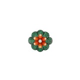 Emerald & Coral Cactus Flower Ring