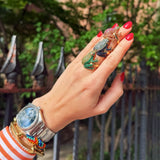 Emerald, Green Diamond, & Ruby Frog Ring