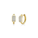 Diamond Baguette Ribbed Hoop Earrings