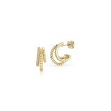 Clive Diamond Triple Hoop Huggie Earrings