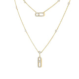 Move Uno 2 Rows Pavé Diamond Necklace