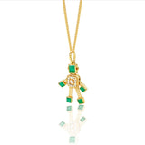Heart Mini Emerald Robot Charm Necklace