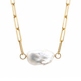 Baroque Pearl Paperclip Necklace