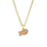 Orange Sapphire Goldfish Charm Necklace