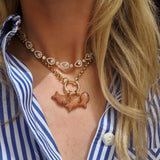 Orange Sapphire Goldfish Charm Necklace