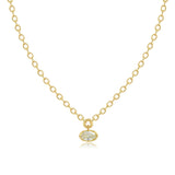 Oval Diamond Pointer Bezel Set Necklace