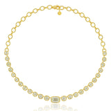 Emerald & Cushion Cut Diamond Riviera Necklace
