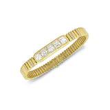 Five Asscher Cut Diamond Ribbed Bangle