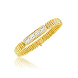 Emerald Cut Diamond Ribbed Bangle