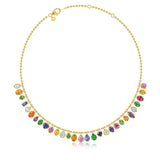 Mixed Shape Multi Color Stone Dangle Necklace
