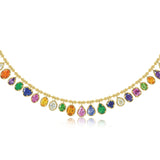 Mixed Shape Multi Color Stone Dangle Necklace