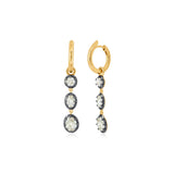 Three Oval Diamond Drop Huggie Earrings