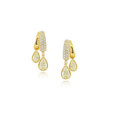 Pavé Diamond Double Hoop Pear Drop Earrings