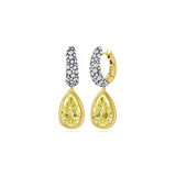 Pavé Diamond & Yellow Diamond Drop Huggie Earrings