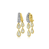 Double Hoop & Double Diamond Drop Earrings