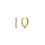 Shared Prong Diamond Huggie Earrings
