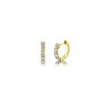 Alternating Round & Baguette Diamond Huggie Earrings