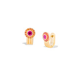 Pink & Orange Sapphire Found Halo Huggie Earrings