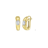 Oval Diamond Half Bezel Huggie Earrings
