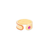 Found Pink & Orange Sapphire Ribbed Open Ring