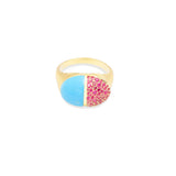 Found Pink Sapphire & Turquoise Cap Cocktail Ring