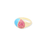 Found Pink Sapphire & Turquoise Cap Cocktail Ring