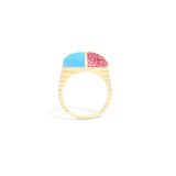 Found Pink Sapphire & Turquoise Cap Cocktail Ring