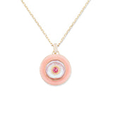 Evolve Pink Sapphire, Mother of Pearl, & Opal Inlay Pendant Necklace