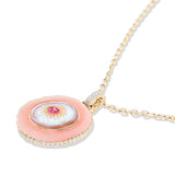 Evolve Pink Sapphire, Mother of Pearl, & Opal Inlay Pendant Necklace