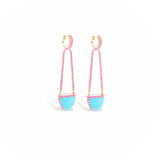 Found Turquoise & Pink Sapphire Chandelier Drop Earrings