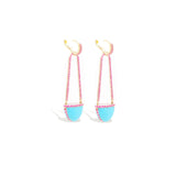 Found Turquoise & Pink Sapphire Chandelier Drop Earrings